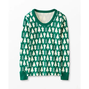 Hannah Anderson Holiday Print Long John Pajama Top Size 10 Organic Cotton Kid’s